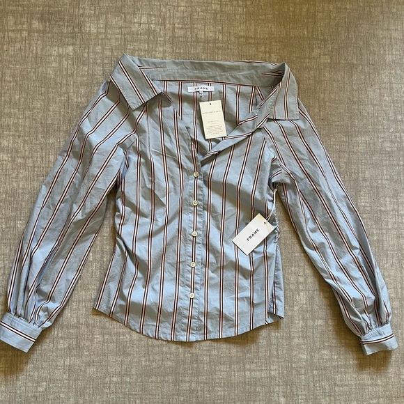 FRAME Cinched Poplin Long sleeve Striped - Picture 4 of 10